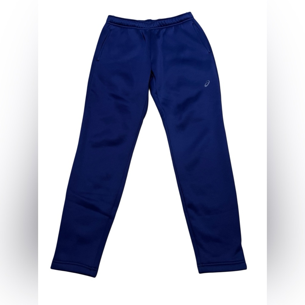 Asics Men's Joggers sweatpants blue size small side pockets fleece‎ drawstring